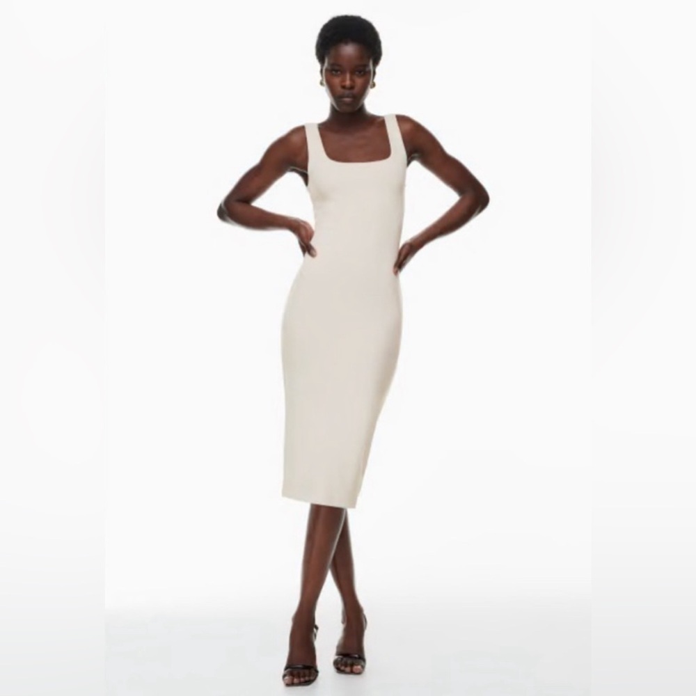 Aritizia White Babaton Contour Squareneck Midi Dress